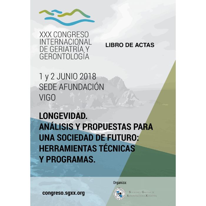 Portada do libro de actas do XXX Congreso Internacional de Xeriatría e Xerontoloxía celebrado en 2018.